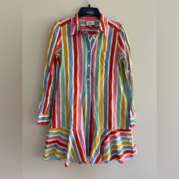 Tuckernuck Callahan Rainbow Stripe Shirtdress in Multi Color, size S - Picture 2 of 10